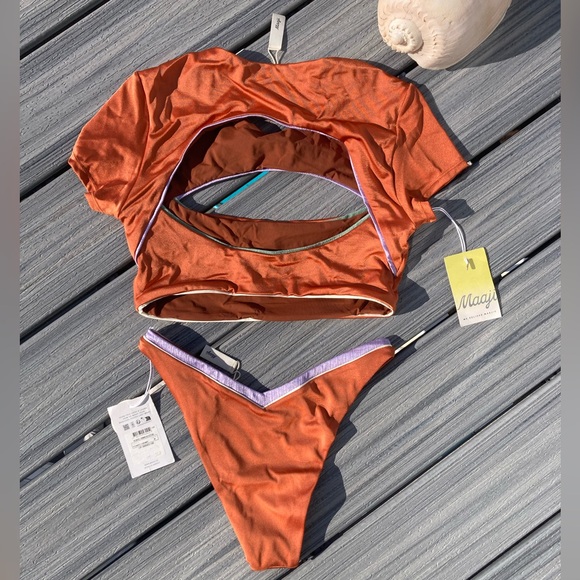 MAAJI Set - Satin Janece Crop Bikini Top & Resplendent Cheeky Bottoms - L/M - Picture 11 of 16